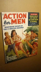 MEN'S ADVENTURE MAG - ACTION FOR MEN *NICE* 1959 PULP SEX GIRL JUNGLE BONDAGE - Picture 1 of 1
