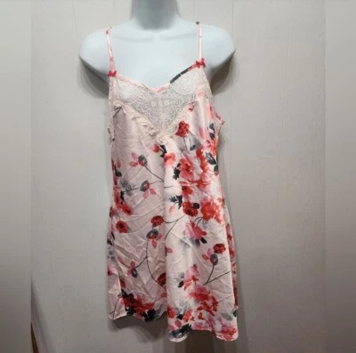 Apt 9 Chemise Medium Pink Silky Lace Sexy Sleepwear Intimates Floral B800 - Image 1 of 4