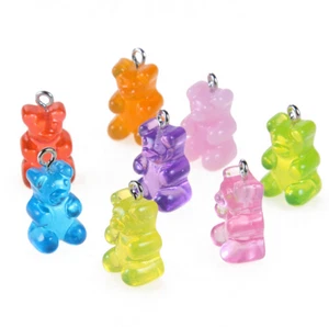 NEW 20X Transparent Harz Cartoon Bär Anhänger Schlüsselbund Schmuck Zubehör - Picture 1 of 13