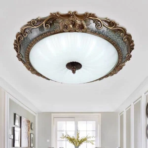 3-Light Glass Chandelier Lighting Flush Mount Ceiling Lamp for Hallway Bedroom - Picture 1 of 6