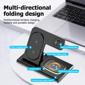 3in1 Wireless Charger Dock Charging Station For Samsung Watch iPhone16 S25 Ultra - Picture 1 of 10