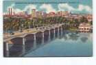 Richmond Skyline Mayo Bridge James River Virgina VA Linen Postcard Vtg Unposted