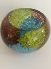 Dale Tiffany Hand Blown Art Glass Green Sky Blue Red Contemporary Bowl Vessel