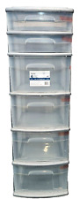 Homz Storage Container Tower Plastic 6 Drawer Clear Medium Home , Gray Frame