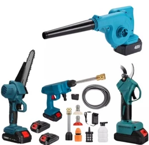 KIT GIARDINAGGIO: FORBICE, MOTOSEGA 6', IDROPULITRICE, SOFFIATORE 2 BATTERIE 48V - Foto 1 di 10
