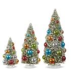 RAZ Imports Snowy Bottle Brush Trees with Ornaments, 12 inches