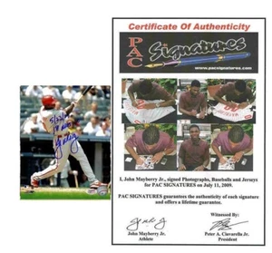 JOHN MAYBERRY JR SIGNED 8X10 PHILLIES INSCRIBED 1ST MLB HR 5-23-09 RARE W/COA - Picture 1 of 1