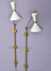 Mid Century Matte White Antique Brass Light Articulating Curved Wall Scone 1Pcs