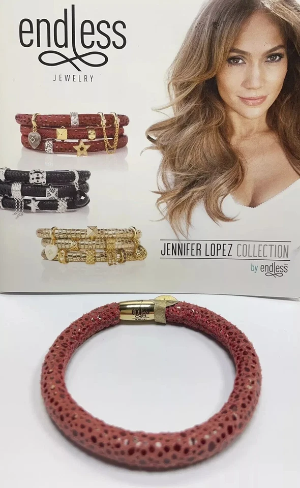 Pulsera de Cuero Joyería Infinita 7.5" Reptil Rojo - Colección Jennifer Lopez Foto 1 de 1