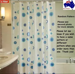 Waterproof Shower Curtain 1.8x1.8m Printed Plastic 12 Hooks Random Pattern - Picture 1 of 2