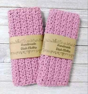 Crochet Hecho a Mano Paño de Cocina 100% Algodón Rosa Rosa 2 piezas - Imagen 1 de 2