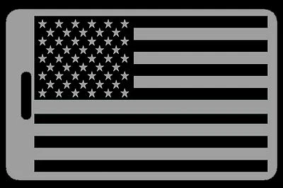 THE TRAVELING FLAMINGO Lo-Viz USA Flag on Lo-Viz Gray Luggage/Gear Bag Tag - New - Personalized