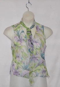 Top Worthington Cuello en V con Cuentas Corbata Seda Talla 8 Flor de la Selva Turquesa - Imagen 1 de 2