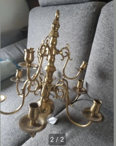 ANTIQUE  9 ARMS  DUTCH FLEMISH CHANDELIER CEILING LIGHT FIXTURE ANTIQUE Cover