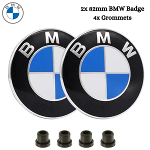 BMW 1 3 5 Series E60 E61 E92 E81 E87 E90 82mm 2x Bonnet Boot Badge 4x Grommets - Picture 1 of 9