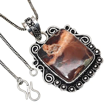 Подвеска дизайнерская яшма драгоценный камень ручной работы День святого Валентина серебряная бижутерия 2" - Изображение 1 из 4