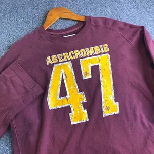 Vintage Abercrombie & Fitch Shirt Mens XL Maroon Muscle Jersey Rugby Y2K - Picture 1 of 7