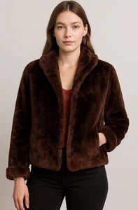 Vintage 50’s Cinnamon Brown Faux Fur Coat Size Small Old Money Quiet Luxury - Picture 1 of 11