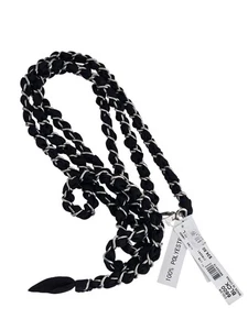 NWT Black Fabric in Silver Tone Metal Long Belt M/L - Picture 1 of 6
