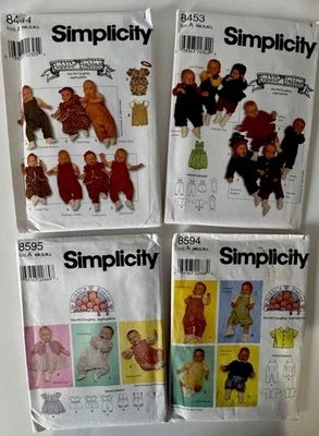 Lot 4 Simplicity Babies Romper, Dress & Jacket Patterns Sz NB-Large Uncut - Image 1 of 2
