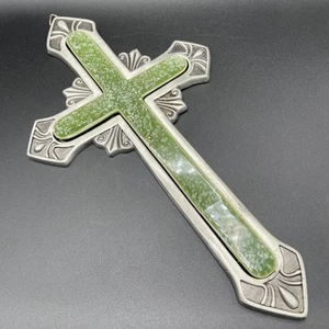 Croce da parete sospesa in metallo molto ornato 2 libbre e 13,5" x 7,5" - Foto 1 di 6