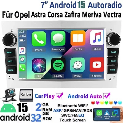 Android 15 Für Opel Astra H Corsa C Vectra C Zafira Meriva Carplay Autoradio GPS - Bild 1 von 4