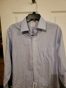 Camicia uomo Brooks Brothers non ferro tradizionale a righe con bottoni 15/33 nuova con etichetta - Foto 1 di 4