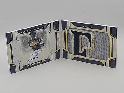 Folleto de material de firma Jumbo de National Treasures 2025 Jackson Chourio/35 Foto 1 de 2
