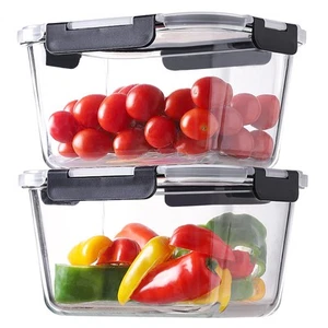 4 Pieces 63oz/8cup Large Glass Food Storage Containers with Lids, Meal Prep C... - Picture 1 of 7