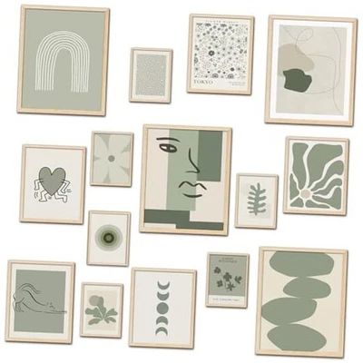  Decoración de habitación verde salvia estética, decoración de pared verde salvia, carteles verdes pared  Foto 1 de 4