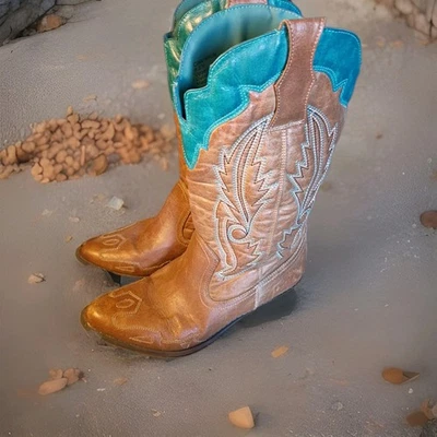 Botas de Vaquero Coconuts Cimmaron Marrón Y Verde Azulado Talla 8.5 Foto 1 de 4