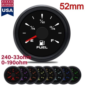 2" 52mm Fuel Level Gauge Meter 7Colors LED 240-33ohm/0-190ohm for Car Boat Truck - Picture 1 of 13