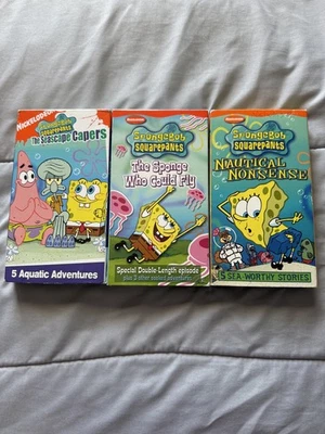 SpongeBob SquarePants Nautical Nonsense,Sponge Who Could Fly,Capers VHS Lot of 3 - Image 1 of 3