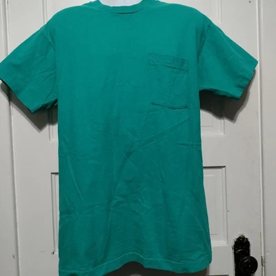 Camiseta vintage BVD para hombre XL verde azulado bolsillo hecha en EE. UU. puntada única años 90 suave Foto 1 de 4