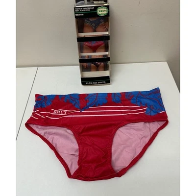 Vtg BRUT Men's Fashion Underwear Low Rise Briefs Red Blue Floral Print M - Image 1 of 4