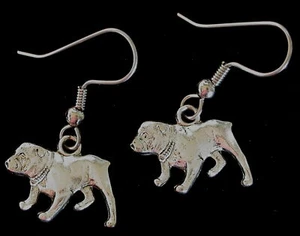 Bulldog Bull Dog Earrings Silver Plate Mascot - Picture 1 of 1