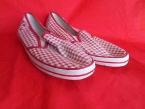 PUNKROSE red & white checkered comfy slip on flats Womens-10 - Picture 1 of 6