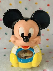 Vtg 1984 Disney 7" Mickey Mouse Roly Poly Chime Mirror Toy Baby Toddler Balance  - Picture 1 of 10