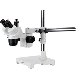 AmScope 10X-20X-40X Trinocular Stereo Microscope on Single Arm Boom Stand - Picture 1 of 7