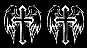 Cross with Wings TWO 5" White Vinyl Decals Car Truck Window Laptop Notebook - Picture 1 of 2