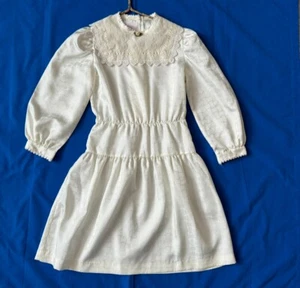 VTG ILGWU Girl Dress Ivory Ribbons & Lace Collection Union Made USA Sz 7 Easter - Picture 1 of 10