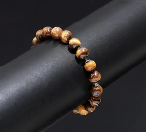 6-7MM Genuine Yellow Tiger's Eye Round Beads Stretchable Bracelet 6-9" Men Woman - Picture 1 of 12