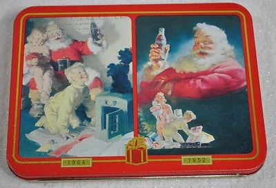 Coca Cola Christmas Santa Playing Cards Tin NEW Nostalgia Coke 1996 Double Deck - Image 1 of 4