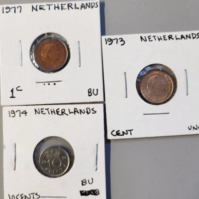 Moneda de 5 centavos Países Bajos 1973 y 1971 1974 brillante sin circular Foto 1 de 2