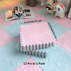 12Pcs Plush Puzzle Foam Floor Mat, Creative Fashion Carpet, Square Interlocking 
