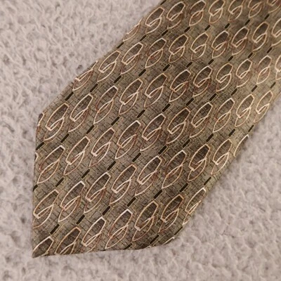 Gravata Joseph & Feiss marrom formas abstratas 100% seda feita à mão 3,75" - Imagem 1 de 4