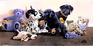 Phillip Crowe Our Gang Lithographie handsigniert vom Künstler Jahr 1998 - Lab Pups - Bild 1 von 1