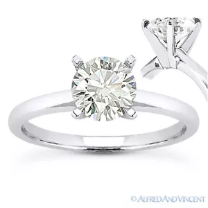 Anillo de Compromiso Solitario Forever Brillante Moissanita Oro Blanco 14k de Corte Redondo - Imagen 1 de 4