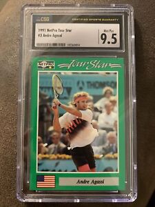 Andre Agassi 1991 Netpro Tour Star #3 Tennis RC Rookie Card CSG 9.5