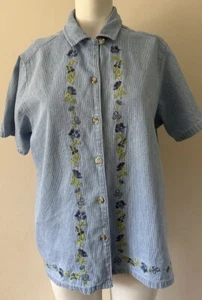 Camisa vaquera para mujer talla 16-18n bordado floral - Imagen 1 de 5